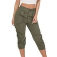 thumbnail image 1 of Capreze High Waist Cargo Pants For Womens Yoga Pants Capri Loose Workout Sweatpants Comfy Lounge Joggers with Pockets Size S-3XL, 1 of 9