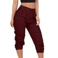 thumbnail image 1 of Capreze High Waist Cargo Pants For Womens Yoga Pants Capri Loose Workout Sweatpants Comfy Lounge Joggers with Pockets Size S-3XL, 1 of 2