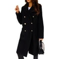 thumbnail image 1 of Capreze Long Sleeve Trench Coats Notch Lapel Wool Pea Coat for Women Elegant Double Breasted Overcoats Work Solid Color Cardigan black XL, 1 of 3