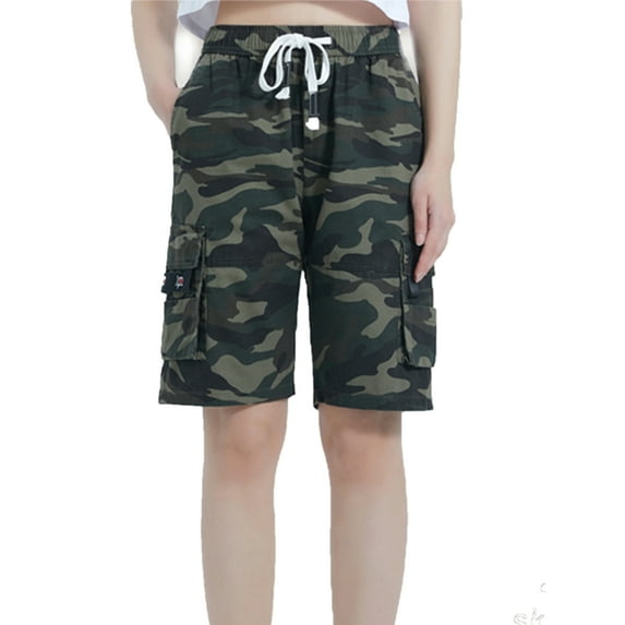 Capreze Lounge Bermuda Shorts for Women Drawstring Elastic Waist Summer Beach Cargo Short with Pocket for Hiking Fishing