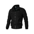 thumbnail image 1 of Capreze Men Cargo Bomber Jackets Casual Solid Color Outwear Fall Coat Stand Collar Military Jacket Black L, 1 of 6
