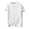 thumbnail image 1 of Capreze Men Casual Beach Henley Shirt Summer Short Sleeve Cotton Linen Tees Button V Neck Basic T Shirt Holiday Tops, 1 of 2