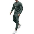 thumbnail image 1 of Capreze Men Drawstring Homewear Lounge Long Sleeve Tracksuit Set Sports Sets Crew Neck Jogger Suit Green 3XL, 1 of 2