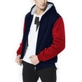 thumbnail image 1 of Capreze Men Fleece Hoodies Full Zip Outwear Solid Color Hooded Sweatshirt Thick Plush Jacket Long Sleeve Sherpa Lined Sweatshirts Coat (W03) Red 2XL, 1 of 6
