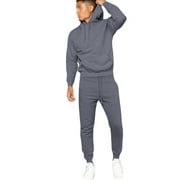 Capreze Men Sweatpants Tracksuit Set Casual 2 Pcs Sweatshirts+Pant Outfits Gym Loungewear Hooded Hoodies Sweatsuit Dark Gray L