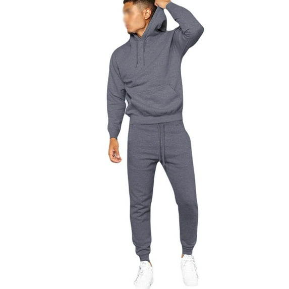 Capreze Men Sweatpants Tracksuit Set Casual 2 Pcs Sweatshirts+Pant Outfits Gym Loungewear Hooded Hoodies Sweatsuit Dark Gray L
