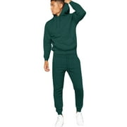 Capreze Men Sweatpants Tracksuit Set Casual 2 Pcs Sweatshirts+Pant Outfits Gym Loungewear Hooded Hoodies Sweatsuit Green 3XL