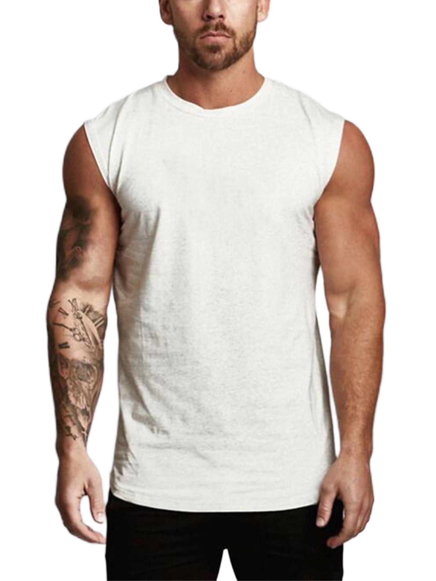 Men's sleeveless clearance crew neck undershirts