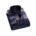 thumbnail image 1 of Capreze Men Warm Fleece Lined Plaid Shirts Winter Basic Bottom Long Sleeve Button Down Tops, 1 of 2