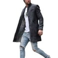 thumbnail image 1 of Capreze Men's Plaid Jacket Overcoats Slim Fit Long Sleeve Trench Coat Outwear Winter Warm Lapel Peacoat Dark Gray 2XL, 1 of 2