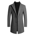 thumbnail image 1 of Capreze Men's Trench Coats Long Sleeve Jacket Lapel Pea Coat Mid Length Overcoats Solid Color Outwear Gray M, 1 of 4
