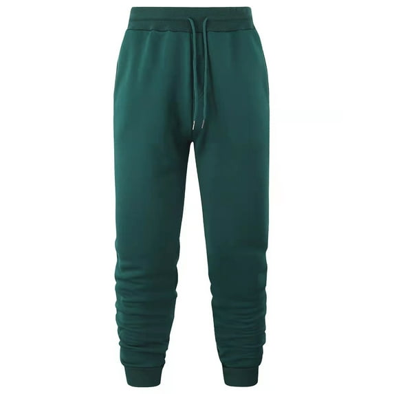 Capreze Mens Casual Pants With Pockets Fitted Beam Foot Sweatpants Running Bottoms High Waisted Trousers Dark Green M