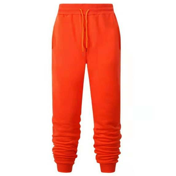 Capreze Mens Casual Pants With Pockets Fitted Beam Foot Sweatpants Running Bottoms High Waisted Trousers Orange S
