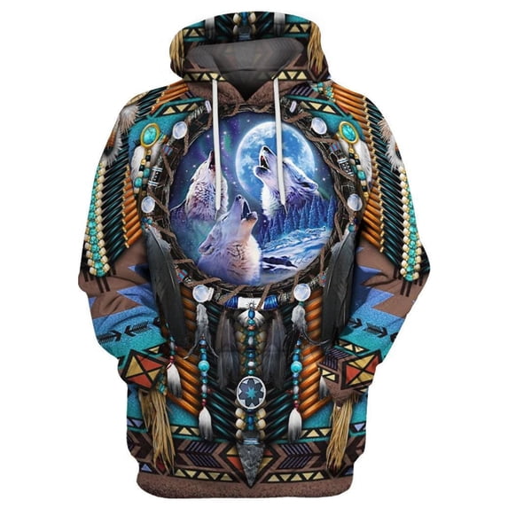 Capreze Mens Hoodies Ethnic Printed Sweatshirts Drawstring Sweatshirt Casual Hooded Tops Long Sleeve Pullover Style C S