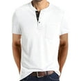 thumbnail image 1 of Capreze Mens Slim Fit Henley Shirts Short Sleeve Crew Neck Tee Tops Fashion Summer Casual T-Shirt Pullover with Pocket, 1 of 5