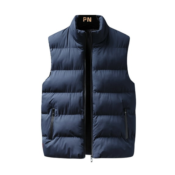 Capreze Mens Waistcoat Sleeveless Outwear Solid Color Coat Casual Jacket Vest Full Zip Blue L