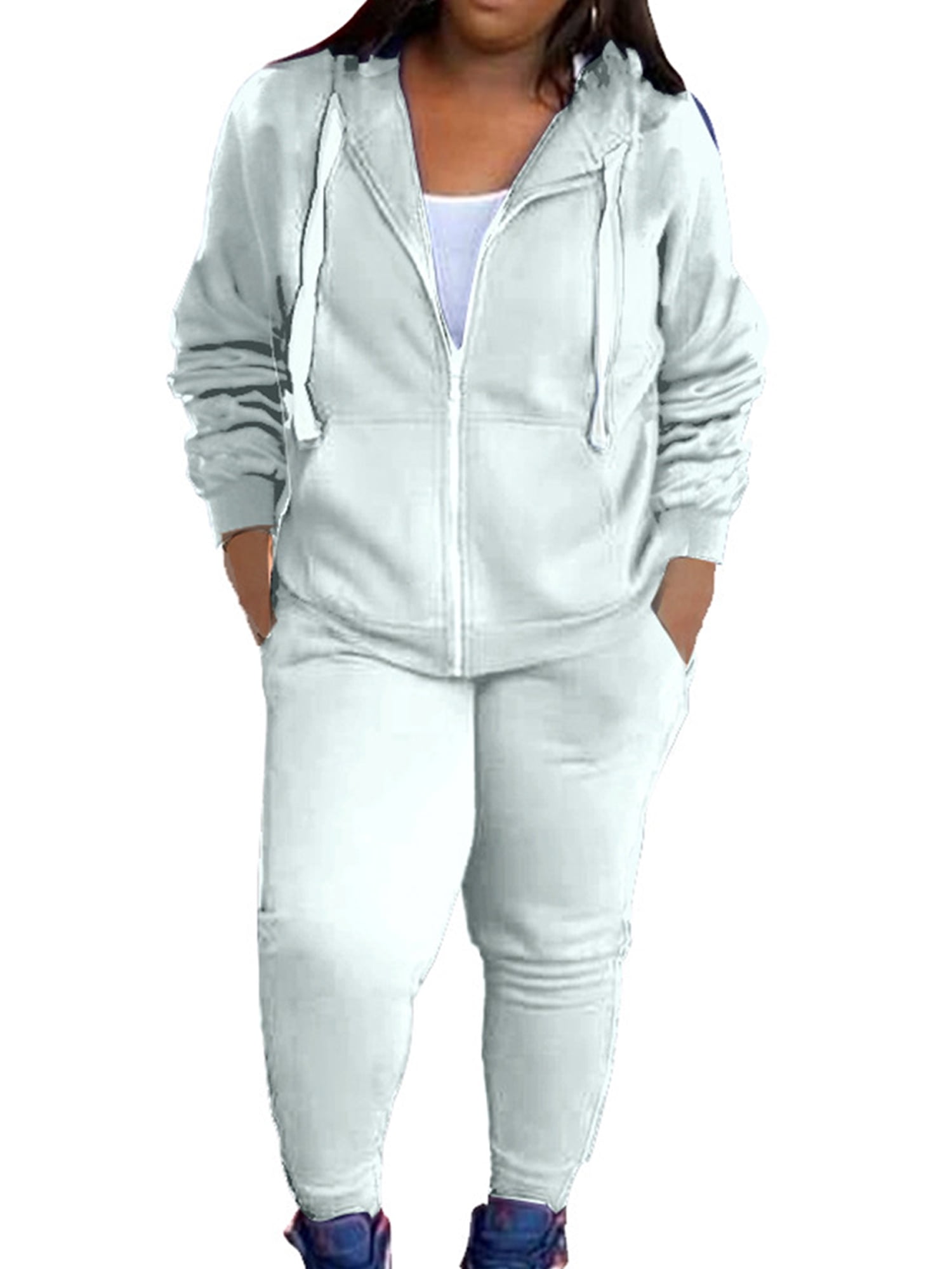Tracksuit Drawstring Capreze Plus Size Sweatsuits for Women Drawstring Tracksuit Sets Long ...