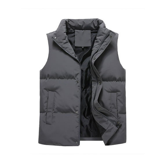 Capreze Puffer Jacket Vest Solid Color Outwear for Women Water-Resistant Cardigan Waistcoat Winter Warm Sleeveless Coat Grey 6