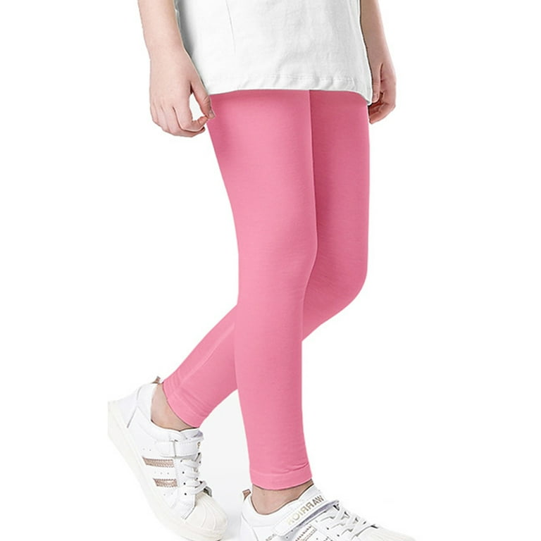 Girls Solid Young Pink Ankle Length Leggings