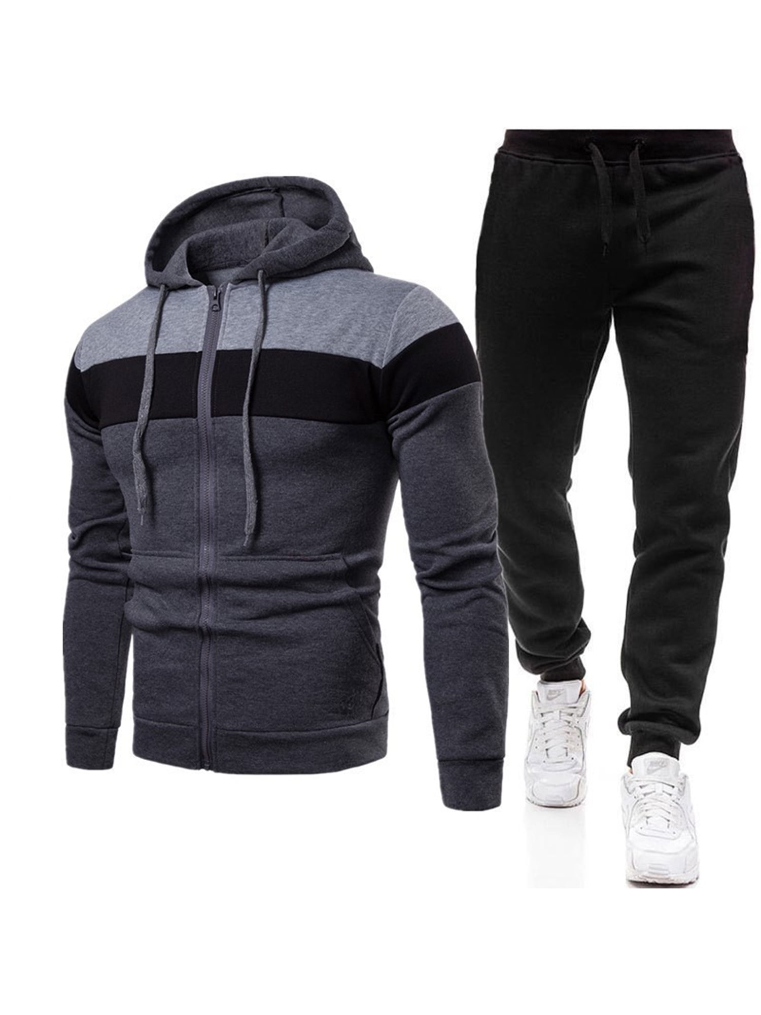 Capreze Sweatsuit for Men 2 Piece Sets Tracksuit Long Sleeve Hoodies