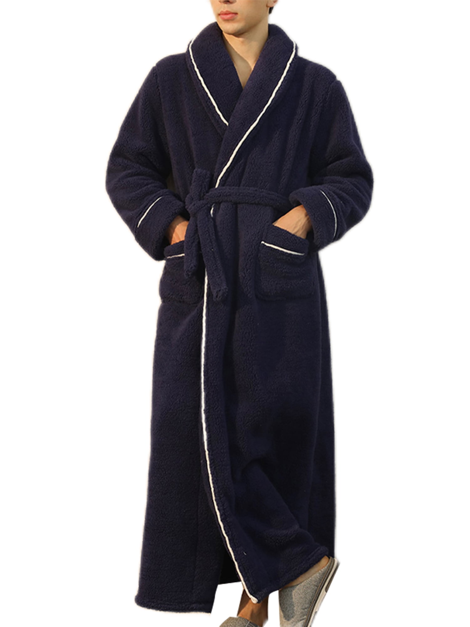 Capreze Unisex Adults Fuzzy Plush Bathrobe V Neck Fleece Robe Long Sleeve Sherpa Bathrobes