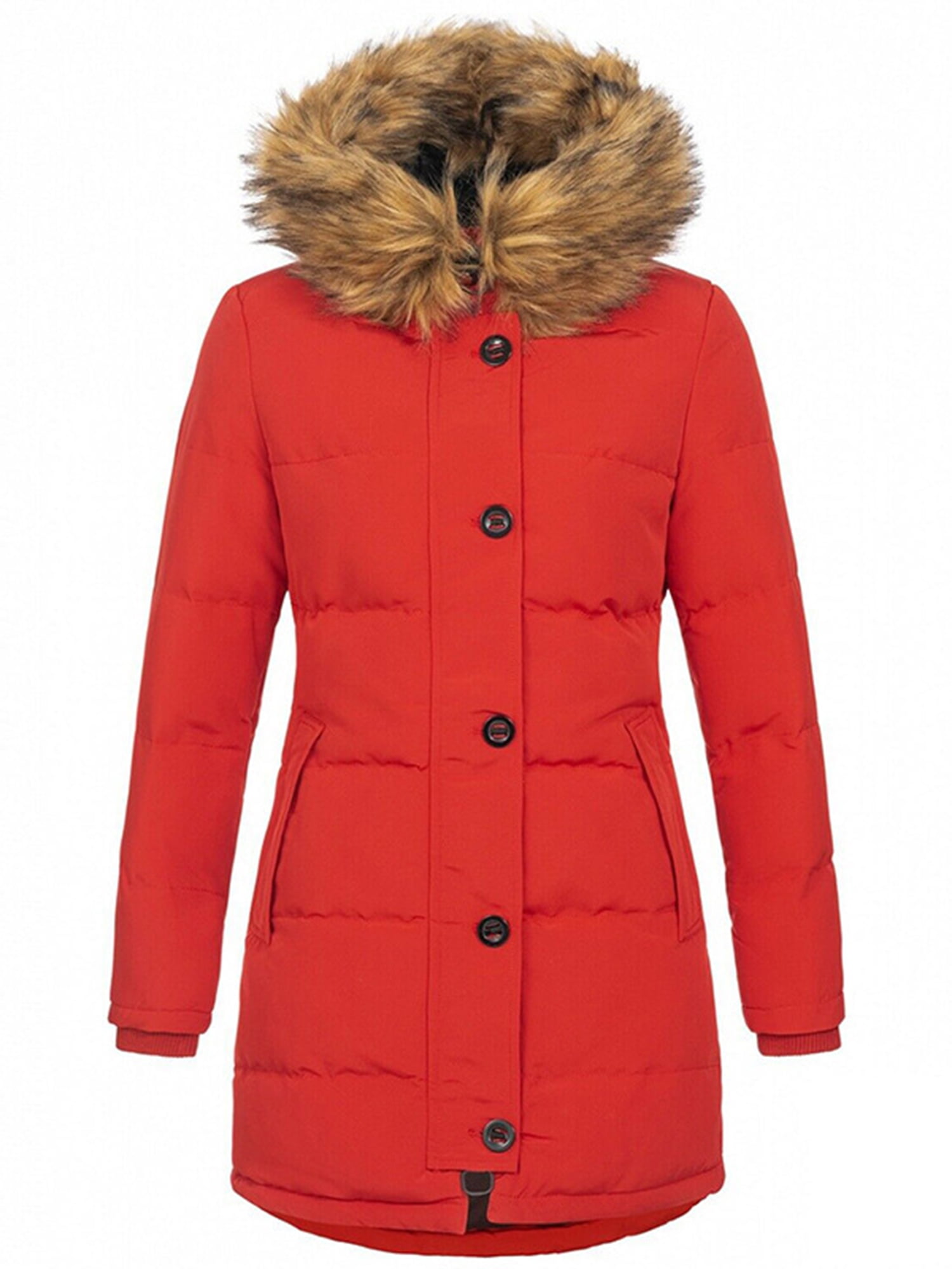 Capreze Winter Coat For Womens Zip Hooded Puffers Jackets Mid Length ...
