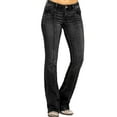 thumbnail image 1 of Capreze Women Buttoned Bootcut Jeans Casual Flare Denim Pants Bell Bottom Jeans with Pockets Black S, 1 of 5