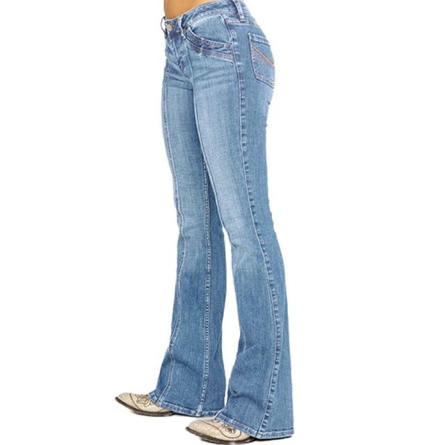Capreze Women Buttoned Bootcut Jeans Casual Flare Denim Pants Bell ...