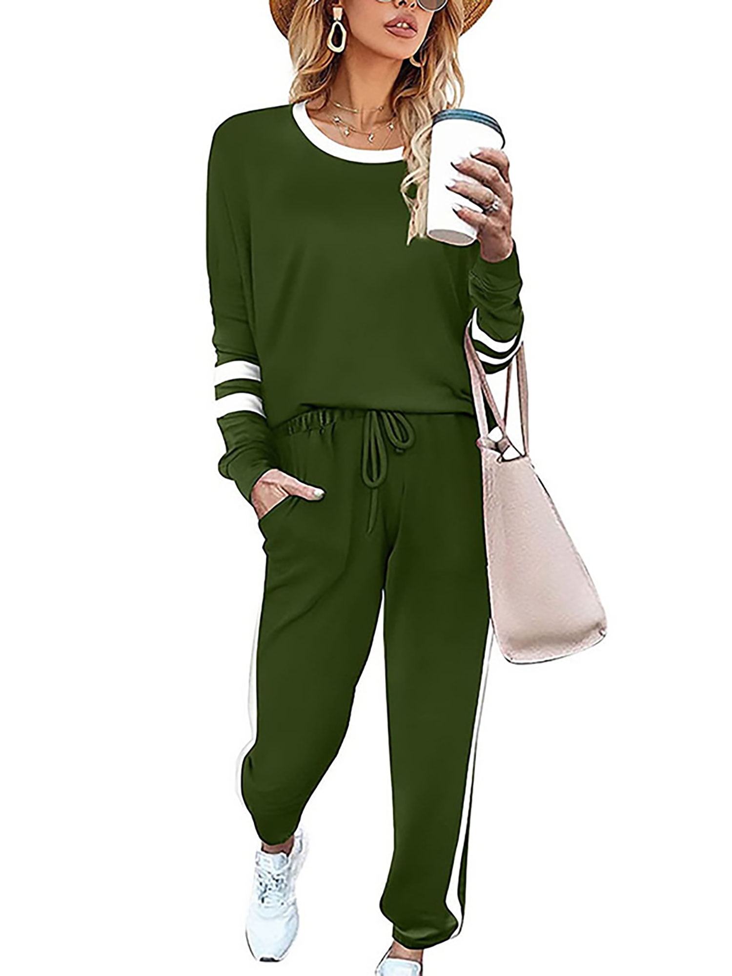 Capreze Women Casual 2 Piece Outfit Long Pant Set Sweatsuits Tracksuits
