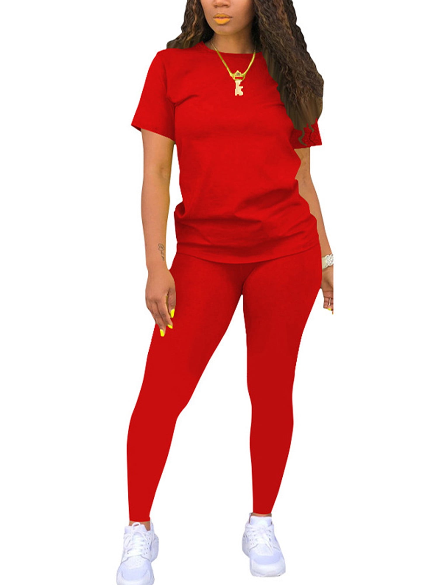  Two Piece Outfits For Women Jogging Suits Casual Jogger  Tracksuit Long Sleeve Sweatsuit Pants Sets Big Red XXL