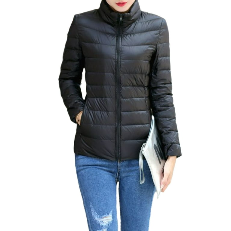 Capreze Women Puffer Jacket Stand Up Collar Coat Full Zip