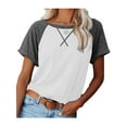 thumbnail image 1 of Capreze Women Raglan Sleeve Summer Tops Short Sleeve Crewneck T-shirt Ladies Solid Color Tee Shirt, 1 of 4