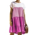 thumbnail image 1 of Capreze Women Ruffle Tunic Midi Dress Simple Short Sleeve T-Shirt Dresses Travel Swing A-Line Sundress Button, 1 of 2