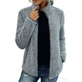 thumbnail image 1 of Capreze Women Sherpa Fleece Jacket Full Zipper Faux Fuzzy Casual Bomber Coat With Pockets Long Sleeve Winter Outwear Grey L, 1 of 2