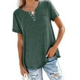 thumbnail image 1 of Capreze Women Short Sleeve Henley V Neck T Shirts Casual Plain T Shirts, 1 of 4