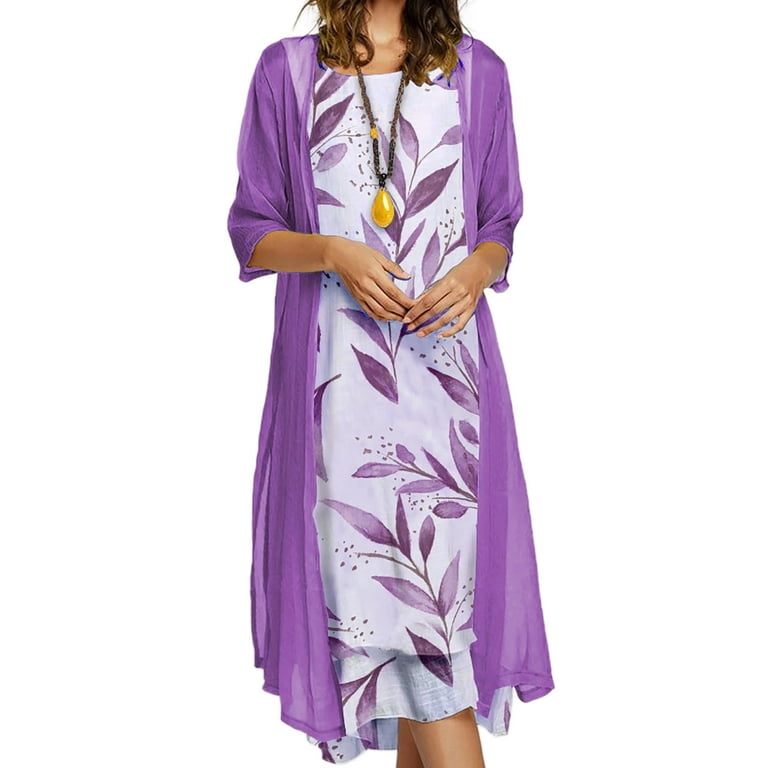 Capreze Women Sleeveless Coat Casual Open Front Dresses Party Sundress Two  Piece Dress Suit 