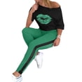 thumbnail image 1 of Capreze Women's Lip Print & Color Blocked Activewear, Athletic Outfit, 2-Piece Set, Sizes S-5XL, 1 of 2