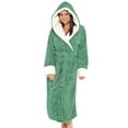 thumbnail image 1 of Capreze Women's Plush Sherpa Lounger Solid Color Sleepwear Hooded Sherpa Robes Loose Dressing Gown Long Sleeve Fleece Robe Green 3XL, 1 of 4
