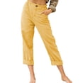 thumbnail image 1 of Capreze Womens Cotton Capris with Pockets Elastic Waist Lounge Linen Palazzo Trousers Dailywear Holiday Solid Color Pants, 1 of 2