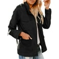 thumbnail image 1 of Capreze Womens Military Jacket Zip Up Snap Buttons Lightweight Utility Anorak Field Safari Coat Outwear Black L, 1 of 4