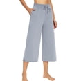 thumbnail image 1 of Capreze Womens Yoga Capris Athletic Activewear Jersey Sweatpants Wide Leg Jogger Track Crop Pants with Pockets, 1 of 2