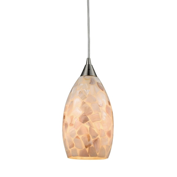 Capri 1-Light Mini Pendant in Satin Nickel with Capiz Shell Glass