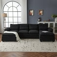 thumbnail image 1 of Capri 110" Cloud Couch, U Shaped Teddy Fleece Sofa Set, Modular Sleeper Sectional Sofa with Double Chaise for Living Room, Black, 1 of 12