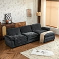thumbnail image 1 of Capri 122" Oversized Sectional Couch, L Shaped Cloud Couch, Convertible Sofa Set for Living Room, Chenille, Black, 1 of 9