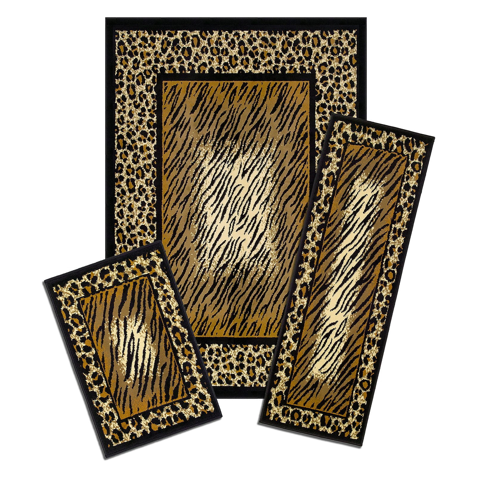 Capri 3 Piece Rug Set, Leopard Skin - Walmart.com