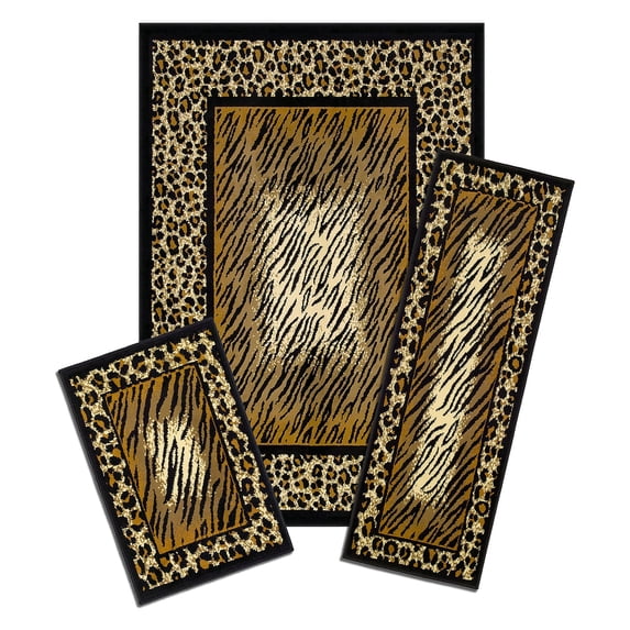 Capri 3 Piece Rug Set, Leopard Skin