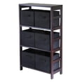 thumbnail image 1 of Capri 3 Section M Storage Shelf with 6 Foldable Black Fabric Baskets - Walnut and Black, 1 of 1