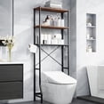 thumbnail image 1 of Capri 3-Shelf Over the Toilet Storage, Freestanding Wooden Bathroom Organizers and Storage Shelf, Metal Frame, Space Saver, Rustic Brown, 1 of 10