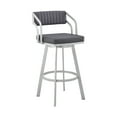 thumbnail image 1 of Capri 30" Swivel Slate Gray Faux Leather and Silver Metal Bar Stool, 1 of 13