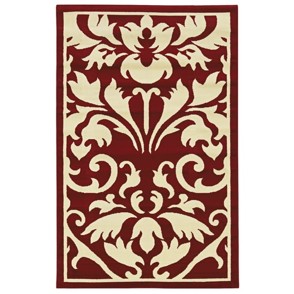 Capri 4 x 7 Rug, Red and White